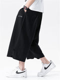 Loose Drawstring Solid Color Cropped Pants