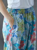 Floral Printed Elastic Waist Wide Leg Pants