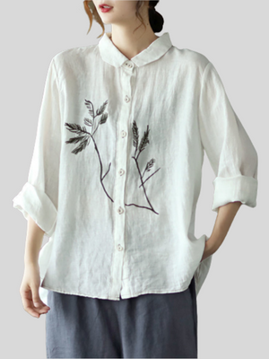 Autumn Cotton Linen Newest All Match Ladies Shirts