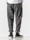 Casual Plaid Thick Harem Pants With Belt