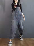 Korean Style High Quality Washed Long Jumpsuits For Ladies