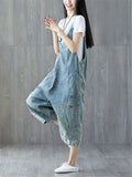 Casual Ripped Wide Leg Denim Jumpsuits