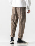 Retro Plaid Loose Straight Leg Pants