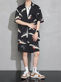 Summer Cool Crane Short Streetwear Korean Style Men's Outfits