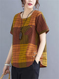 Elegant Lattice Loose Shirts For Women