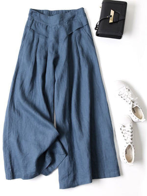 Casual Solid Color Wide Leg Pants