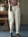 Ladies Thickened Roman Casual Elastic Waist Stitching Harem Cozy Pants