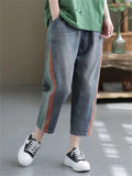 Patchwork Contrast Color Loose Female Jeans