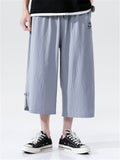 Loose Drawstring Solid Color Cropped Pants