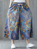 Elastic-waist Jeans Printed Wide Leg Pants