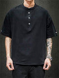 Men's Daily Wear Stylish Simple Short Sleeve Linen Shirts