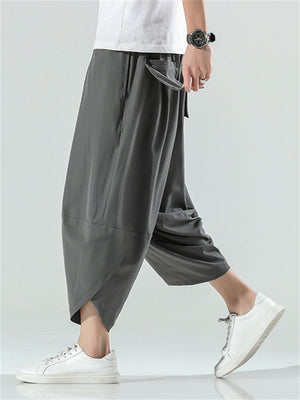 Casual Comfy Solid Color Wide Leg Pants For Men