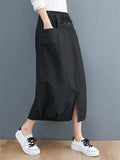 Summer Loose Fashion Large Size Elastic Slit Lantern Lady Skirt