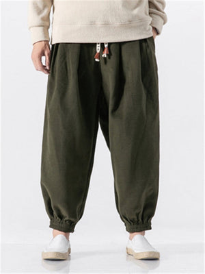 Drawstring Thick Solid Color Ankle-Banded Pants