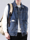 Male Casual Popular Wearable Daily Denim Vest Jacket