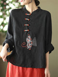 Comfy Embroidered National Style Ladies Shirts