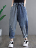 New Female Striped Loose Baggy Jeans