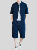 Half Sleeve Retro Chinese Style Men's Outfits