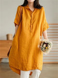 Casual Cotton Linen Medium Style Dresses