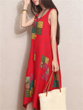 Casual Sleeveless Printed Dresses For Women