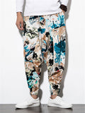 Fashion Printed Ankle-Banded Pants With Pockets