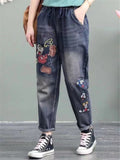 Fashion Elastic Waist Loose Cartoon Jeans