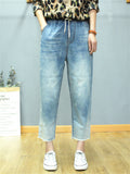 Women's Spring Autumn Washed Straight Leg Jeans