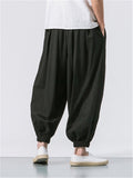 Drawstring Solid Color Linen Pants