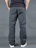 Winter Plus Size Thickened Fleece Male Multi-pocket Pants