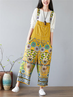 Women's Cute Floral Denim Jumpsuit