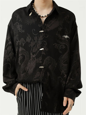 Men's Loose Cozy Chinese Style Dragon Print Shirts