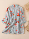 Retro Printed Cotton Linen Jackets Coat