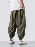 Drawstring Solid Color Linen Pants