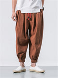 Drawstring Solid Color Linen Pants