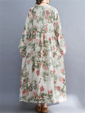 Comfort Round Neck Cotton Linen Floral Dresses