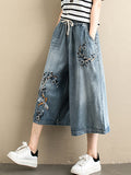 Ethnic Style Wide-leg Pants Embroidery Jeans