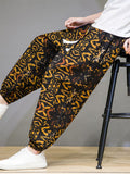 Retro Printed Pants With Pockets