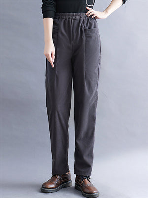 Plush Thick Autumn Winter Corduroy Warm Harem Pants For Women