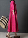 Round Neck Solid Color Half Sleeve Dresses