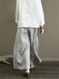 Loose Stripe Cotton Linen Pants