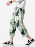 Cats Printed Casual Cropped Pants