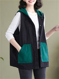 Spring Autumn Female Sleeveless Original Loose Vest Hooded Jackets