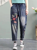 Fashion Elastic Waist Loose Cartoon Jeans