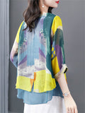 Loose Chiffon Printed Short Sleeve Shirts