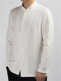 Stand Collar Solid Color Long Sleeve Shirts