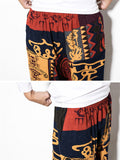 Fashion Printed Ankle-Banded Pants With Pockets