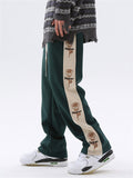 Straight Leg Rose Embroidered Men's Pants