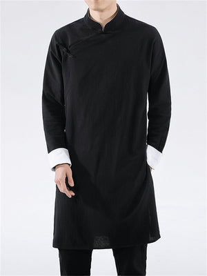 Men's Hanfu Long Cotton Linen Jacket