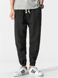 Linen Solid Color Breathable Jogger Pants