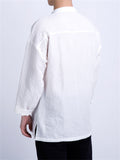 Cotton Linen Solid Color Stand Collar Shirts